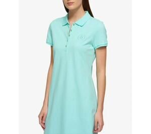 Tommy Hilfiger Polo Shirt Dress - Aqua Mint Green Preppy Tennis Country Club XS